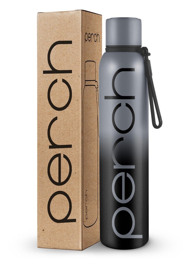 Perch Zion Hot and Cold Steel Water Bottle 720 ml, ISI Certified, Vacuum Insulated | for School, Gym, Office, Home | Leak Proof, BPA-Free | Flask for Kids, Men and Women | Cloud Black - Image 1